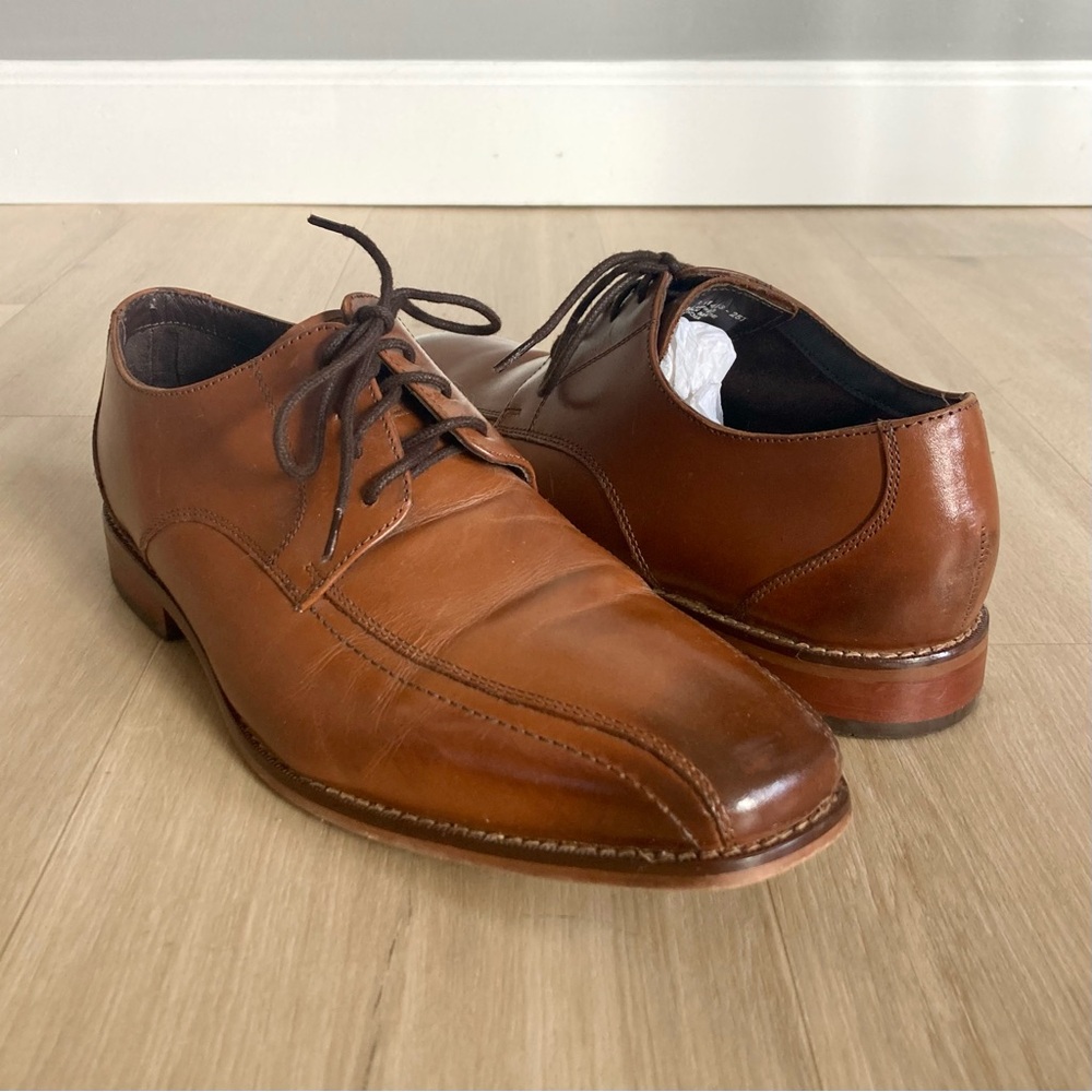 Florsheim Men's 11 Bike Toe Oxford Dress Shoe Brown Cognac Leather
